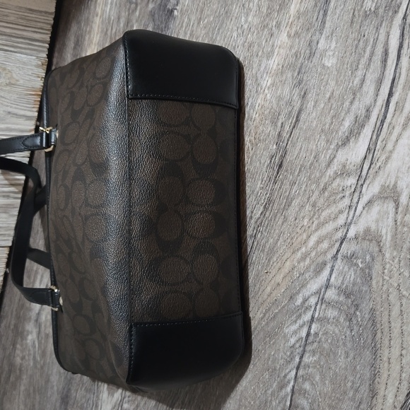 2016 Coach  F58294 Signature Zip Top Brown Black Tote Bag/shoulder bag NWOT - Picture 8 of 11